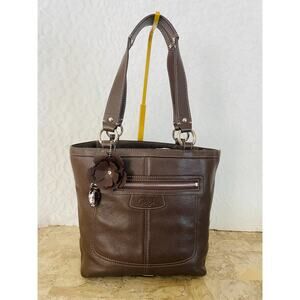 Vintage Coach brown Hamilton pebble leather shoulder bag tote Serial F14689